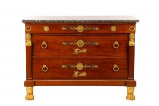 Appraisal: Fine French Empire Style Walnut Commode th C After Bernard