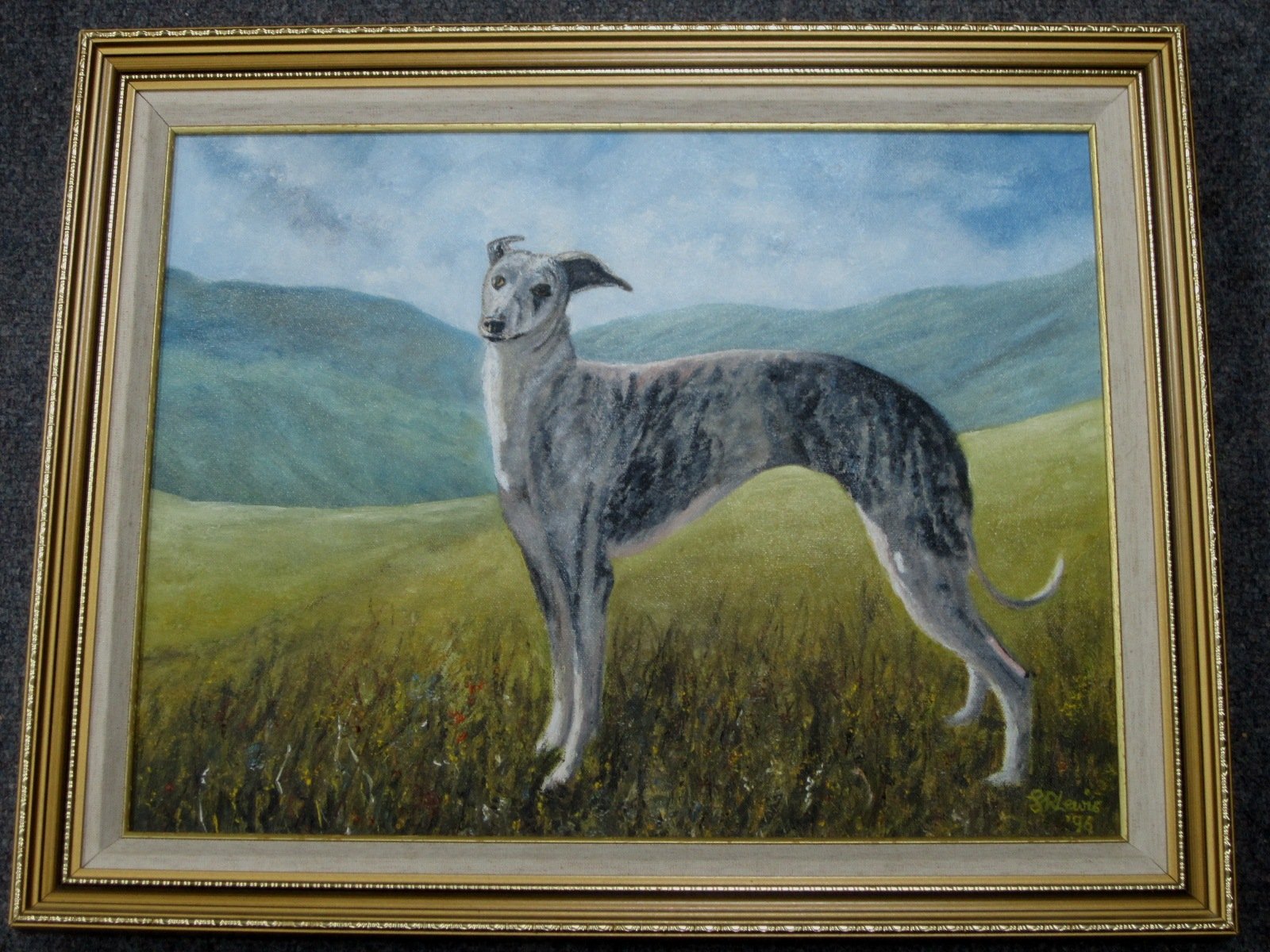 Appraisal: S R Lewis Portrait of a Lurcher oil on canvas