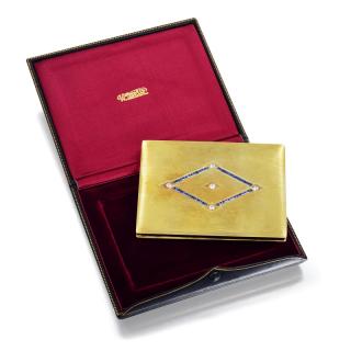 Appraisal: A Fine Sapphire and Diamond Gold Compact Crafted out of