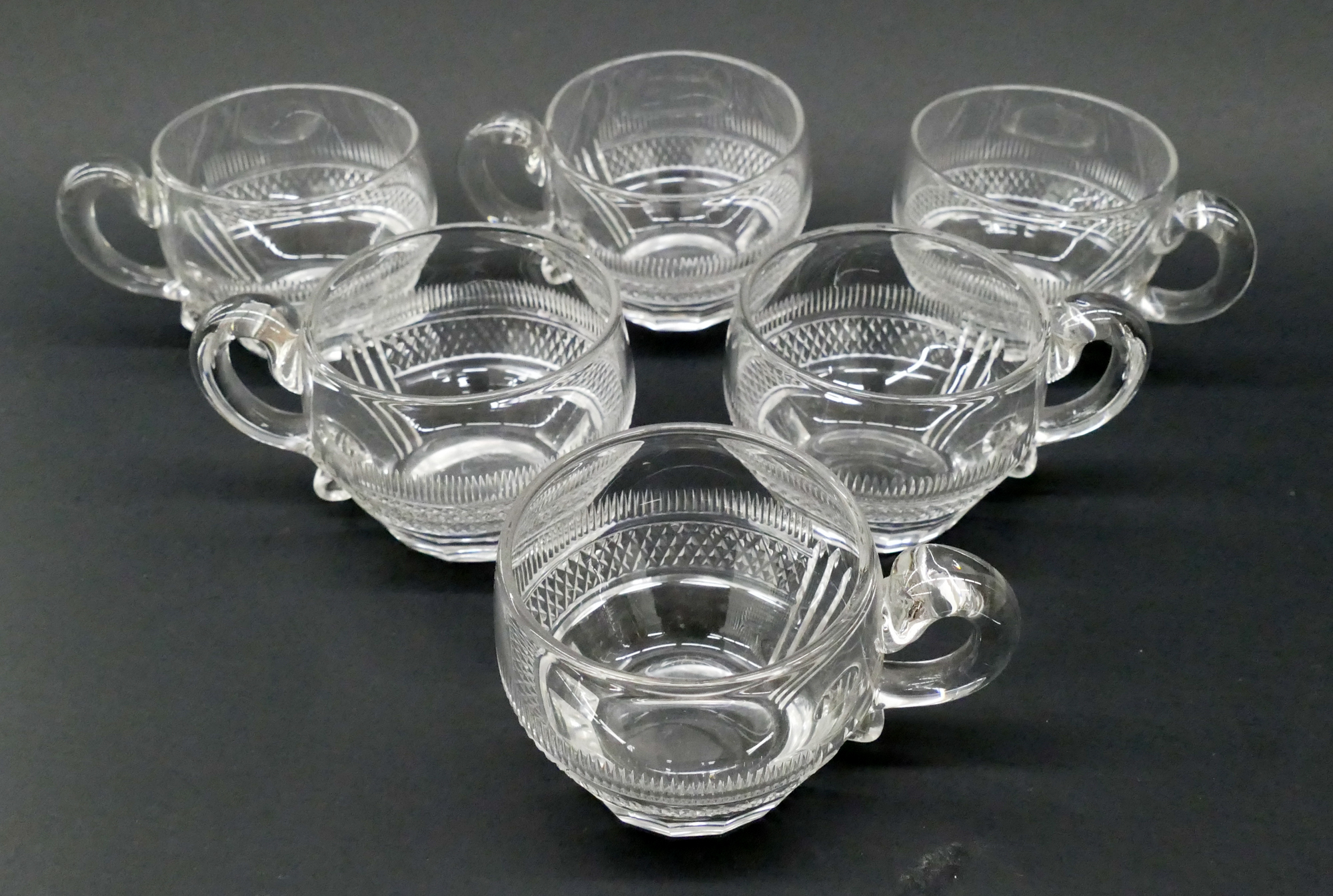 Appraisal: pc Set Georgian Panel Cut Crystal Punch Cups c Panel