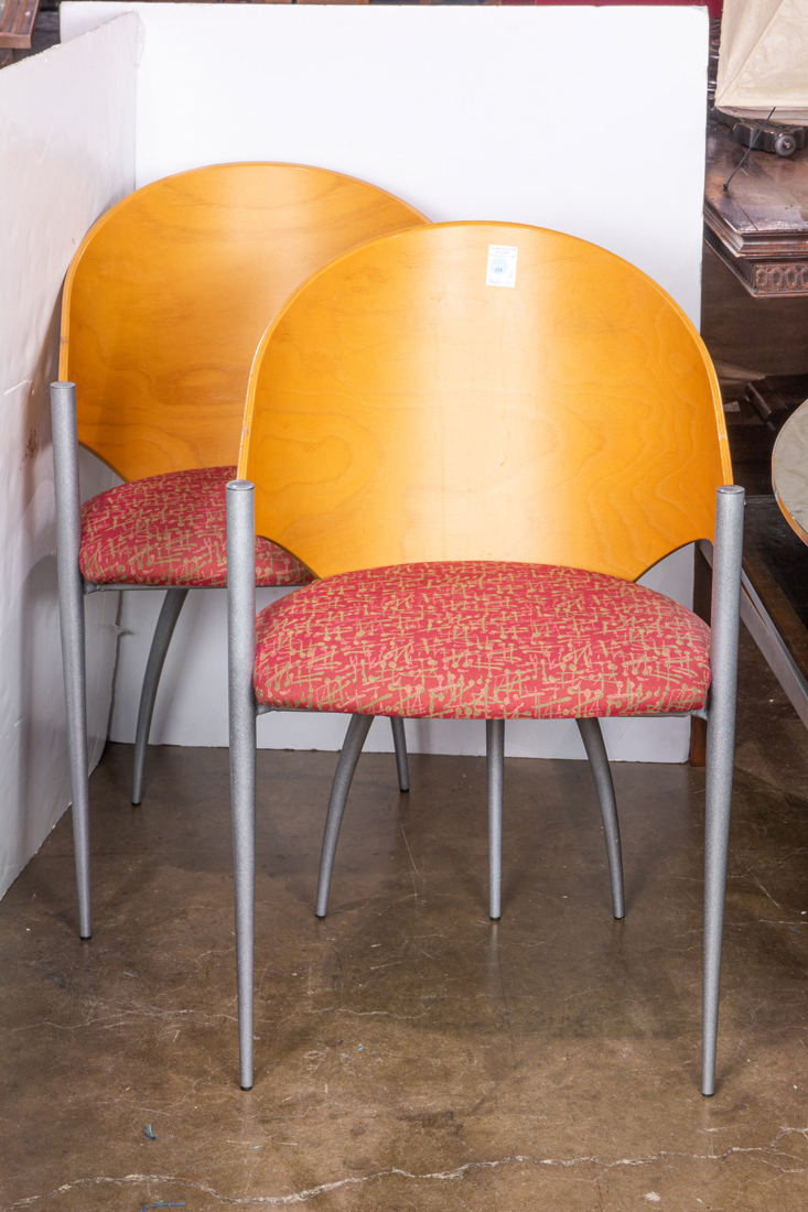 Appraisal: A PAIR OF CATTELAN ITALIA CHAIRS THE CONTOURED BACK WITH