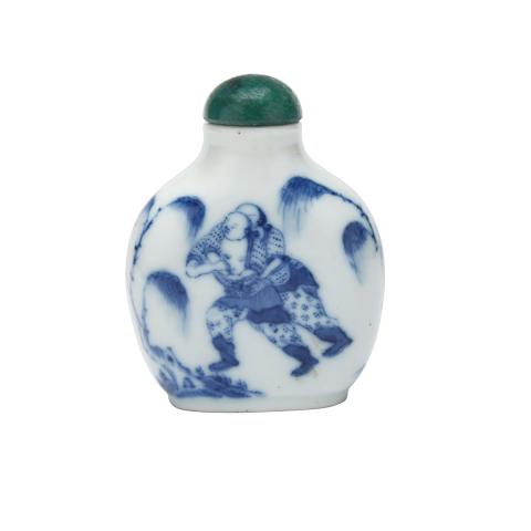 Appraisal: Blue and White Figural Snuff Bottle Guyuexuan Mark th Century