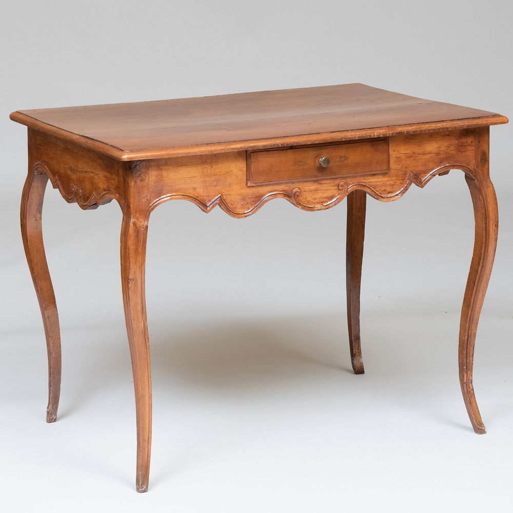 Appraisal: Louis XV Style Provincial Walnut Writing Table Fitted with one