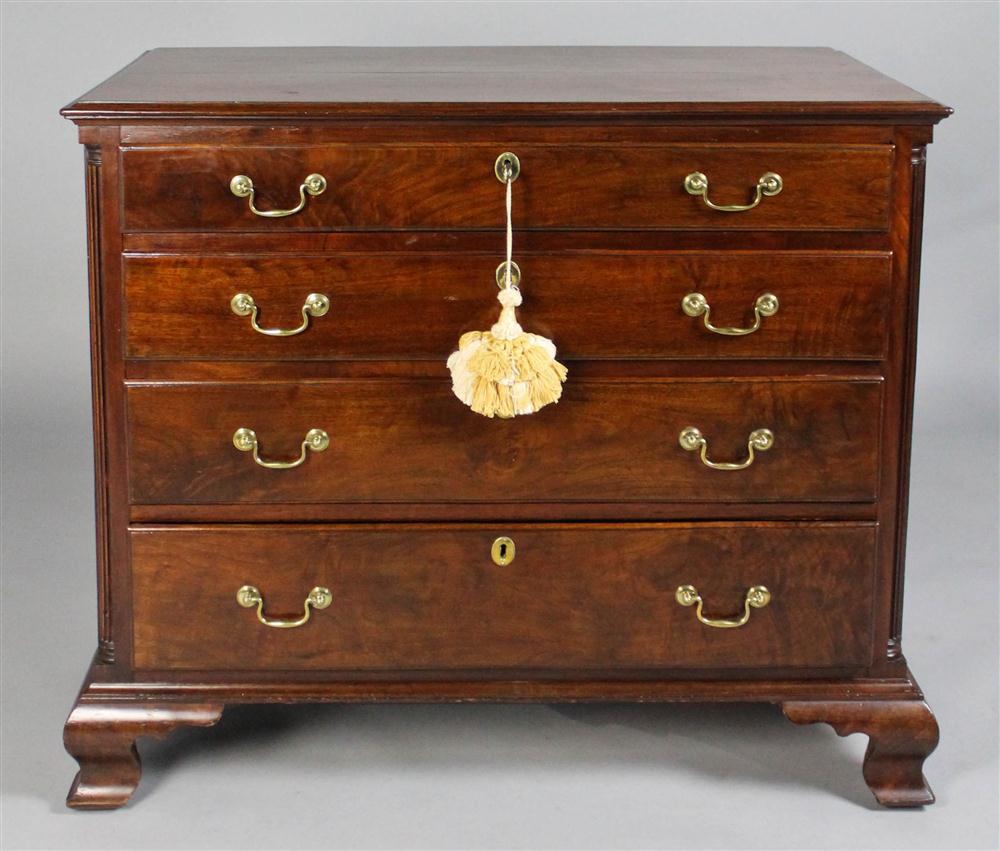 Appraisal: PENNSYLVANIA CHIPPENDALE WALNUT CHEST OF DRAWERS having a rectangular top