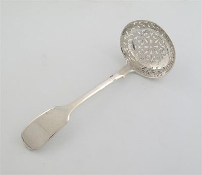 Appraisal: A Victorian Fiddle pattern sifter spoon oval bowl pierced with