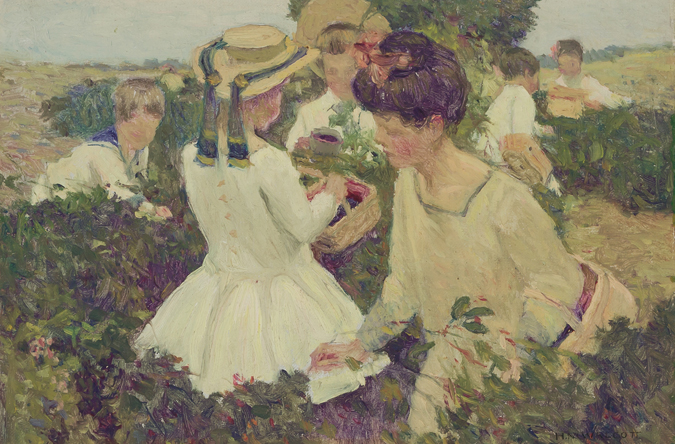 Appraisal: HARRY MILLS WALCOTT American - Berry Picking oil on canvas