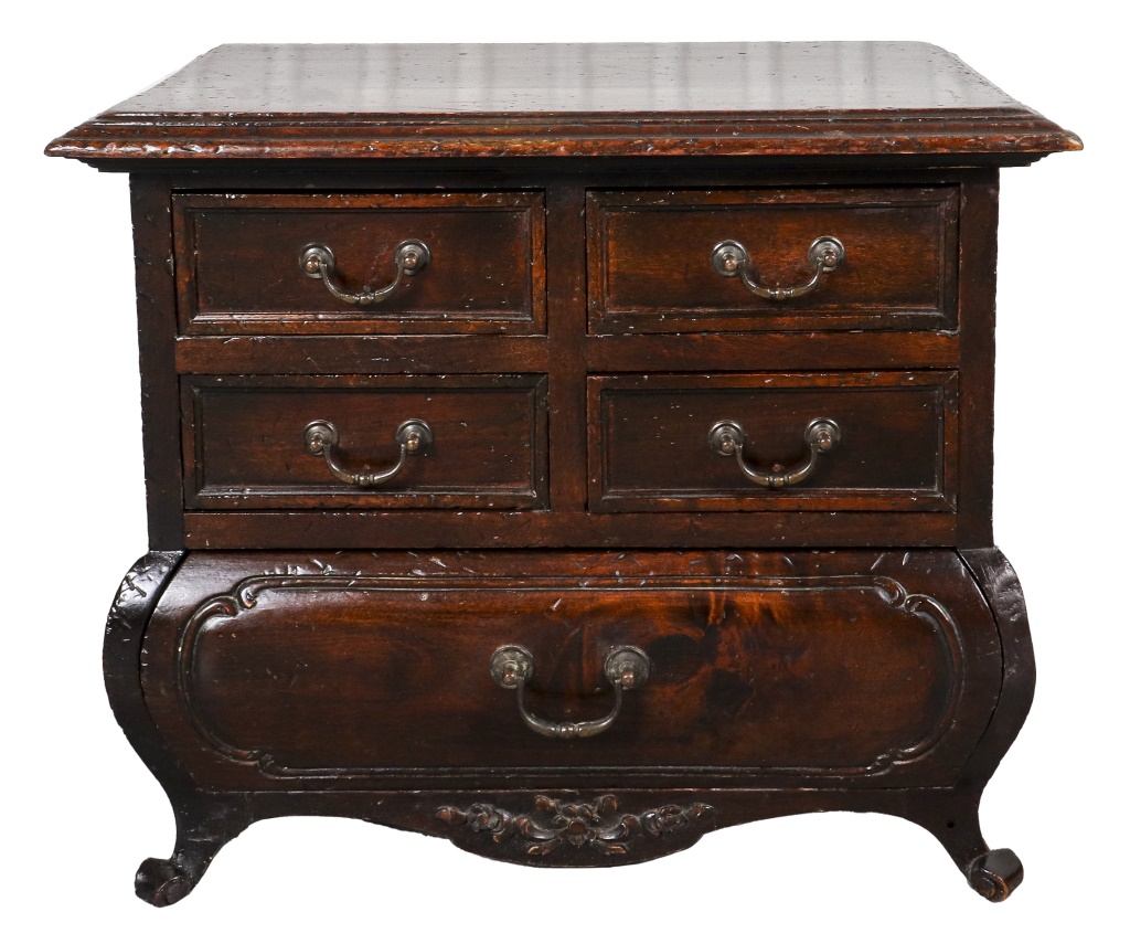 Appraisal: BAROQUE REVIVAL DIMINUTIVE CHEST OF DRAWERS Baroque Revival diminutive chest