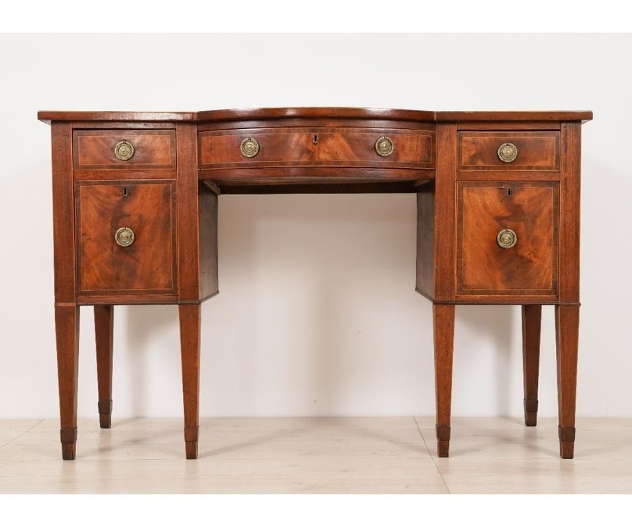 Appraisal: Georgian mahogany line-inlaid bowfront sideboard circa h x w x