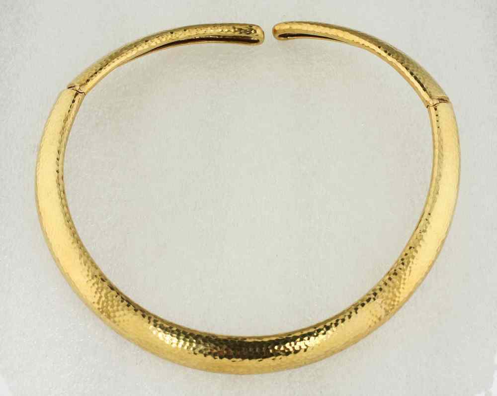 Appraisal: LADY'S NECKLACE - K yellow gold hammered textured design collar