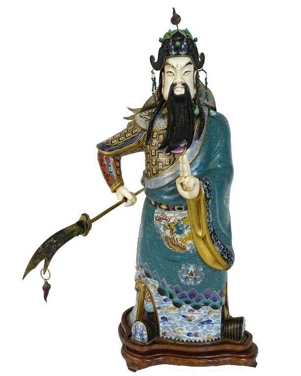 Appraisal: LARGE Chinese Emperor Cloisonne Warrior LARGE Chinese Emperor Cloisonne Warrior