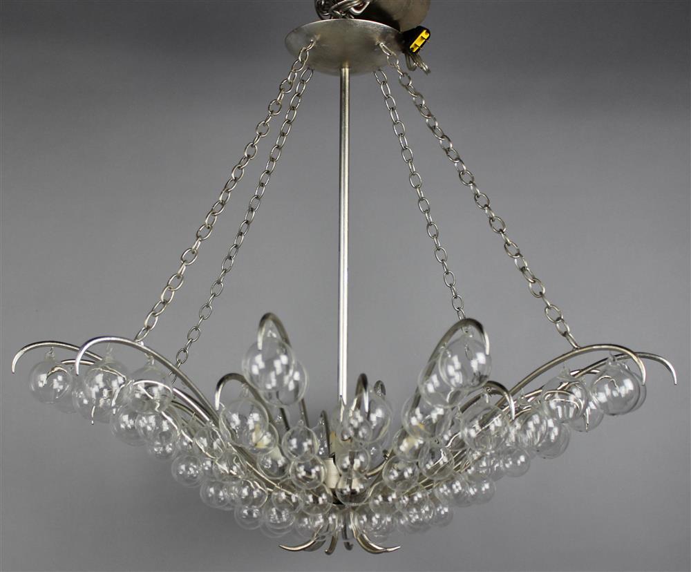 Appraisal: LARGE ECLECTIC BUBBLE GLASS CHANDELIER arms with attached clear balls