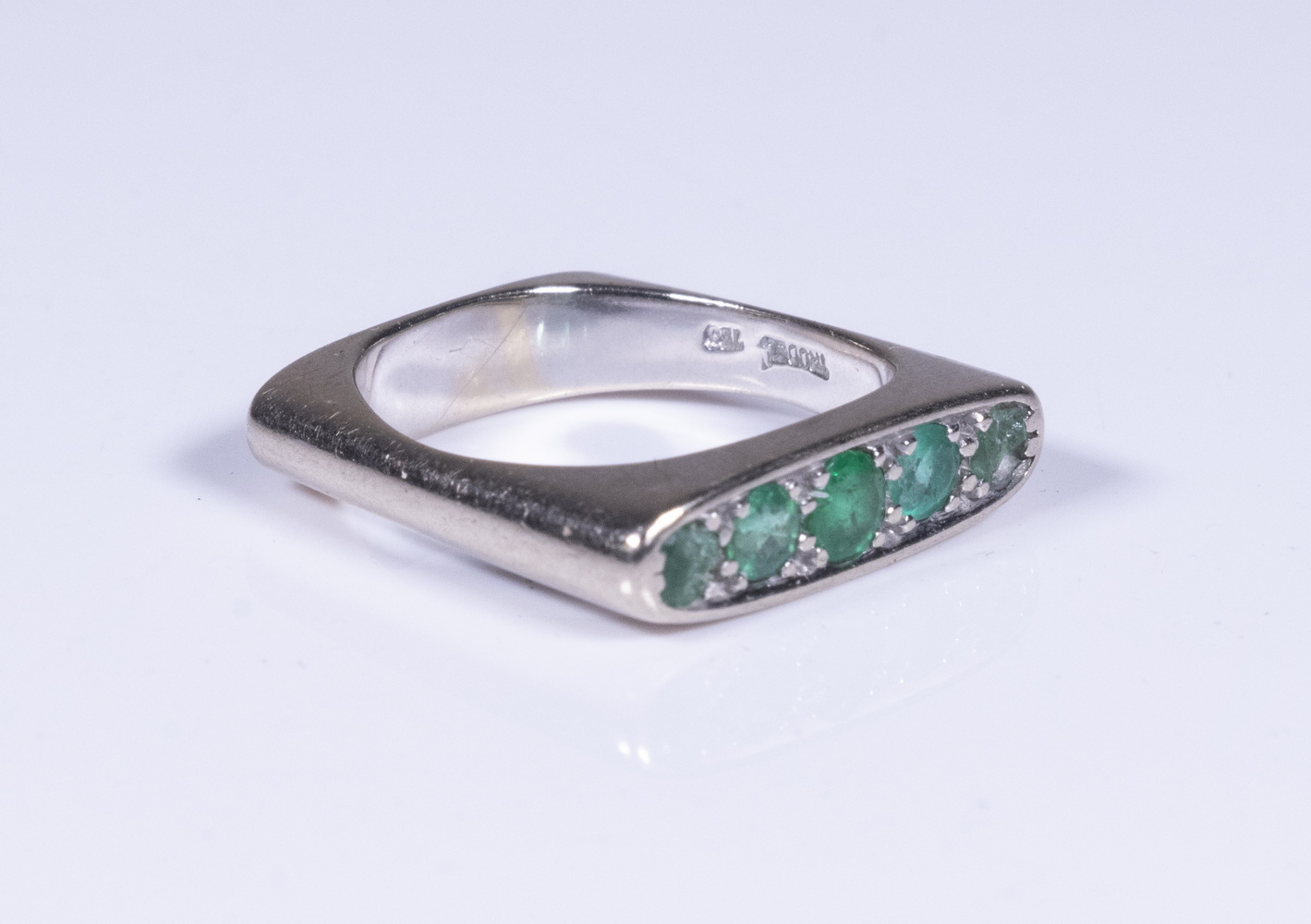 Appraisal: LADY'S K GOLD EMERALD RING K White Gold Square Ring