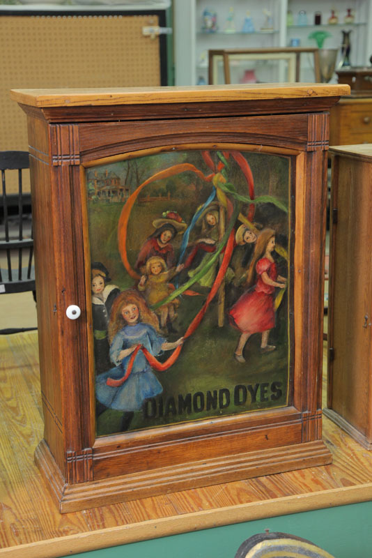 Appraisal: DIAMOND DYES CABINET Oak cabinet with a lithographed and painted