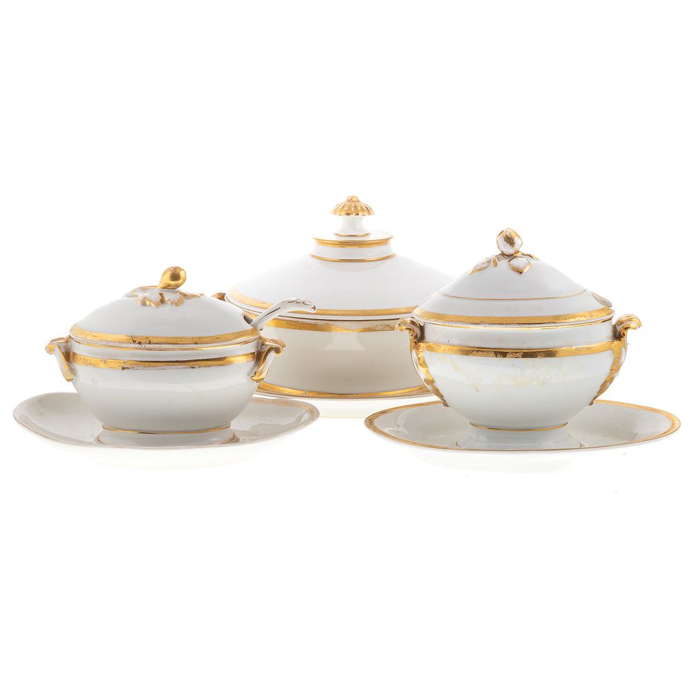 Appraisal: Paris Porcelain Serving Pieces Circa - White porcelain with gilt