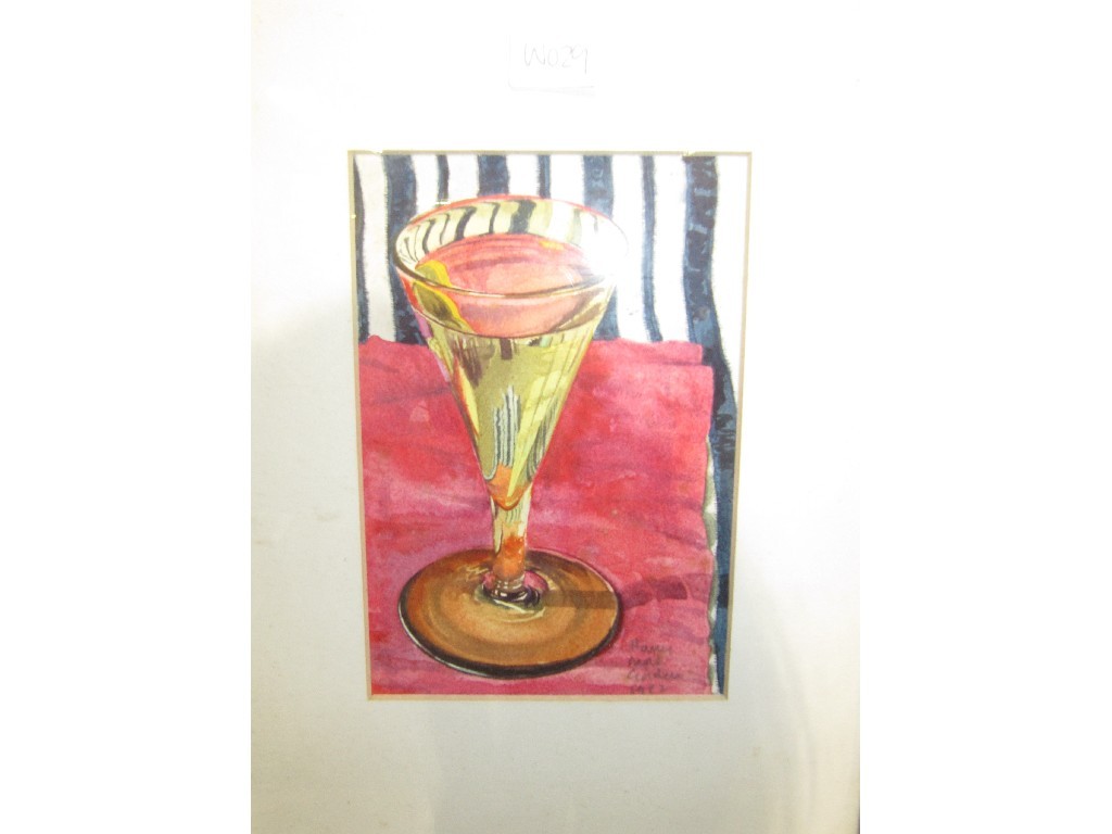 Appraisal: HARRY MORE GORDON Watercolour 'A Glass of Wine' signed and