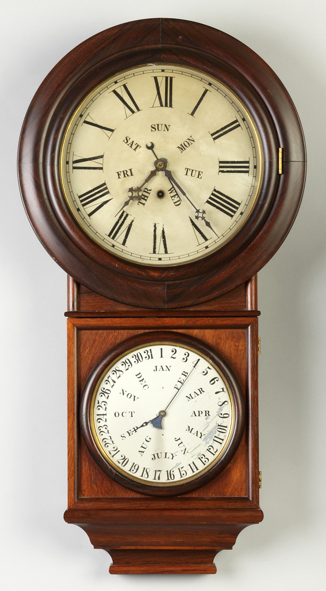 Appraisal: Welch Spring Co Calendar Clock Rosewood case old refinish Original