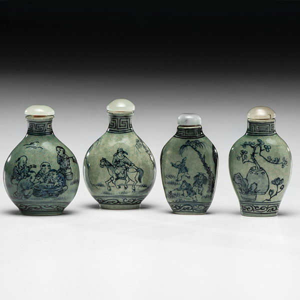 Appraisal: Chinese early th century A collection of four porcelain snuff