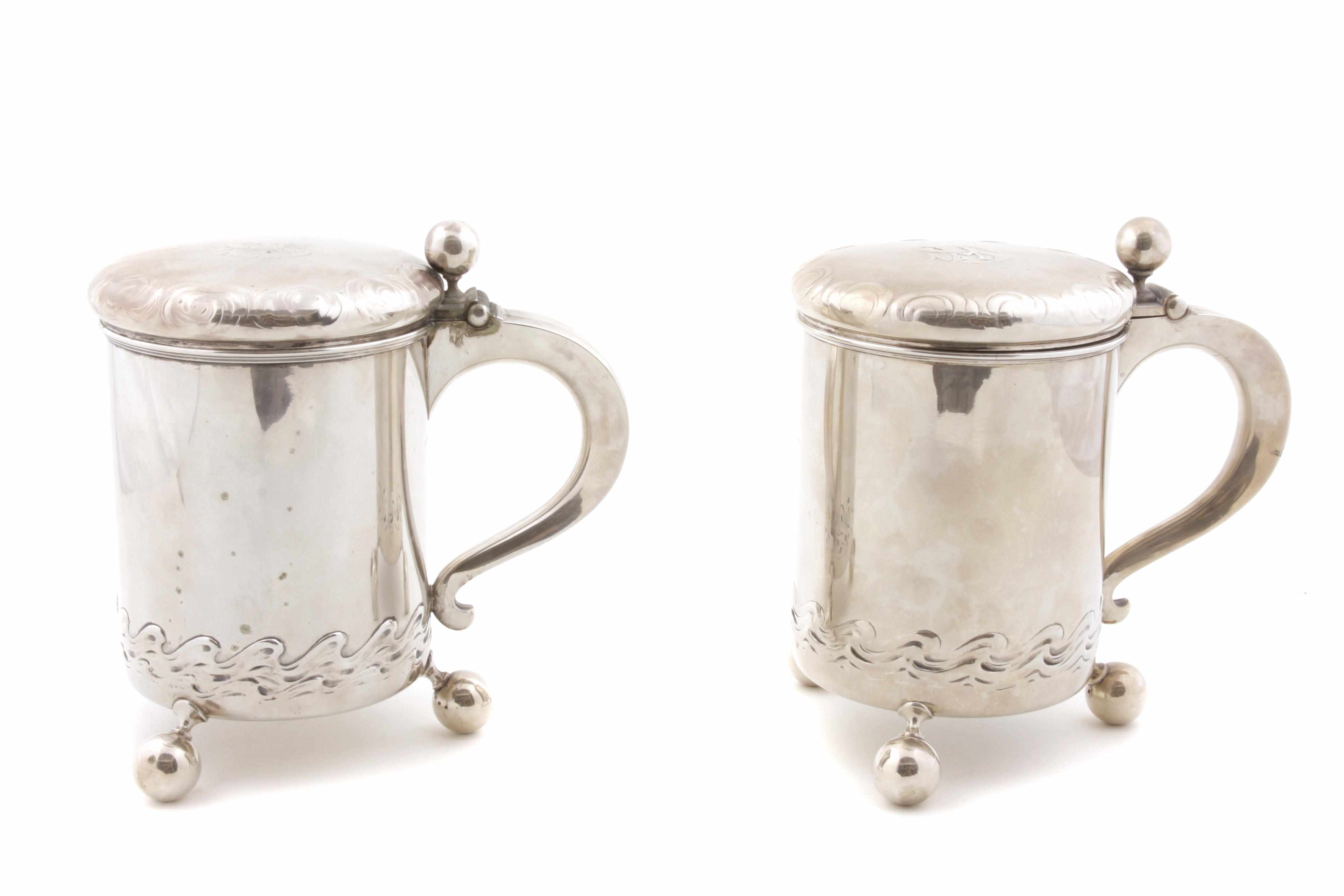 Appraisal: A pair of Norwegian standard silver peg tankards Jacob Tostrup