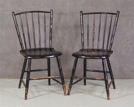 Appraisal: Pair of Windsor Side Chairs Early th Century Bamboo turned