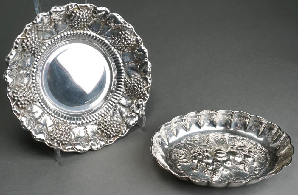 Appraisal: Two Repousse Silverplate Trays