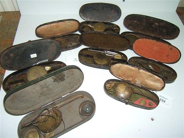 Appraisal: EIGHT SETS OF GEORGIAN IRON AND BRASS COIN SCALES all