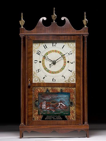 Appraisal: NORRIS NORTH PILLAR SCROLL SHELF CLOCK Connecticut ca - -hour