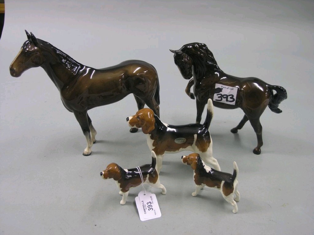 Appraisal: Three Beswick beagles each entitled Champion Wendover Billy together with