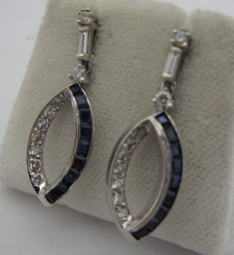 Appraisal: PAIR OF SAPPHIRE AND DIAMOND EARRINGS Each k white gold