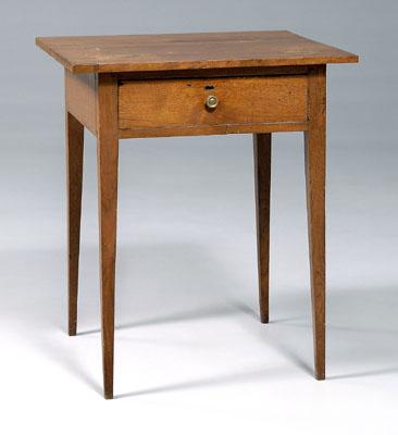 Appraisal: Tennessee Federal one-drawer table walnut with poplar secondary dovetailed construction