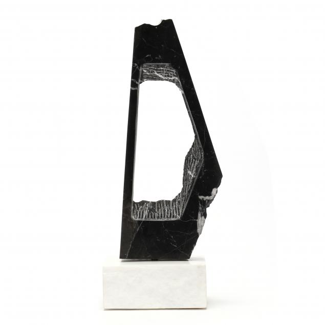 Appraisal: CONTEMPORARY ABSTRACT CARVED MARBLE SCULPTURE Carved and polished black marble