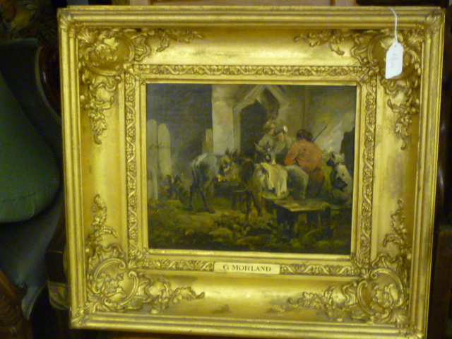 Appraisal: CIRCLE OF GEORGE MORLAND - Figures and Donkeys before an