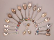 Appraisal: Another Lot of Enameled Souvenir Spoons Unique collection of eighteen