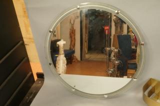 Appraisal: Round Art Deco Modernist Wall Mirror Decorative glass frame with