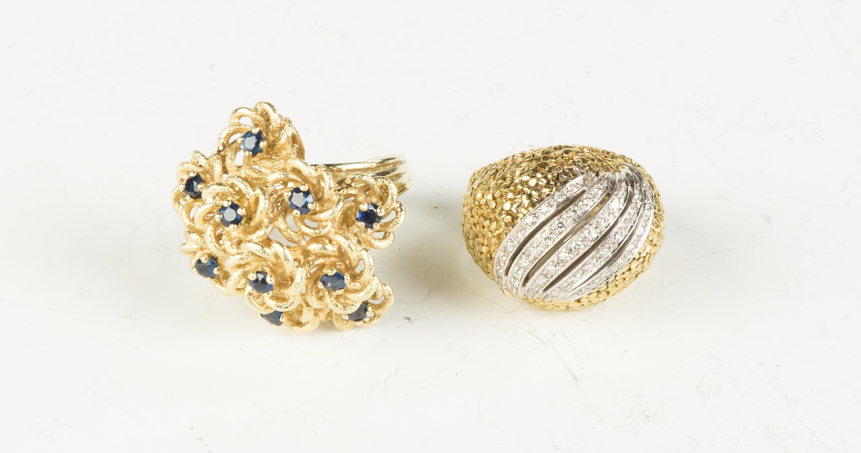 Appraisal: Two Vintage Gold Sapphire and Diamond Rings L - k