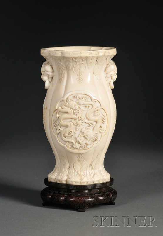 Appraisal: Ivory Vase China Ch'ien Lung period - lobated form with