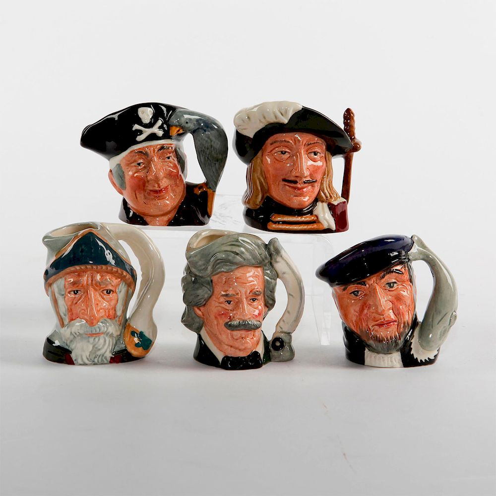 Appraisal: GROUP OF ROYAL DOULTON MINIATURE CHARACTER JUGS Aramis Capt Ahab