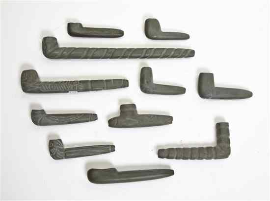 Appraisal: A Collection of Eleven Native American Carved Stone Pipes of