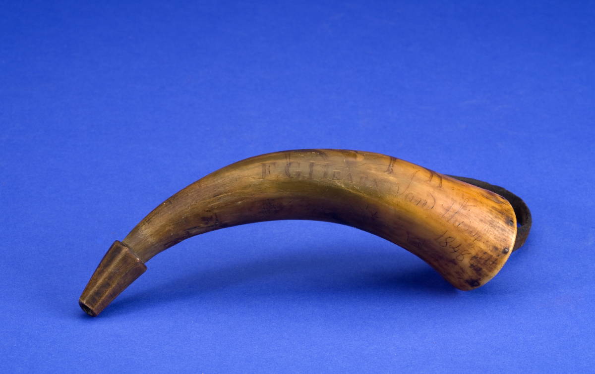 Appraisal: CARVED AND ENGRAVED POWDER HORN OF F G HEARN JANUARY