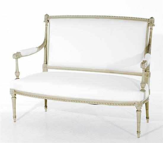 Appraisal: Louis XVI style carved and painted canape late th century