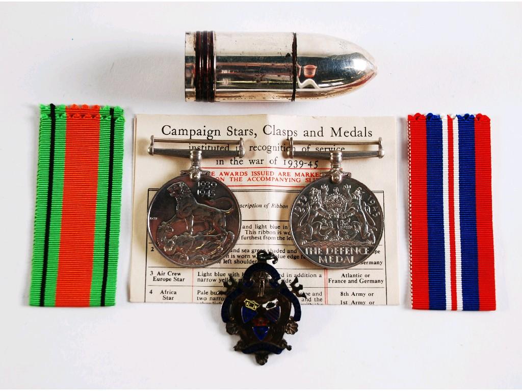 Appraisal: WORLD WAR II DEFENCE MEDAL AND WAR MEDAL in original