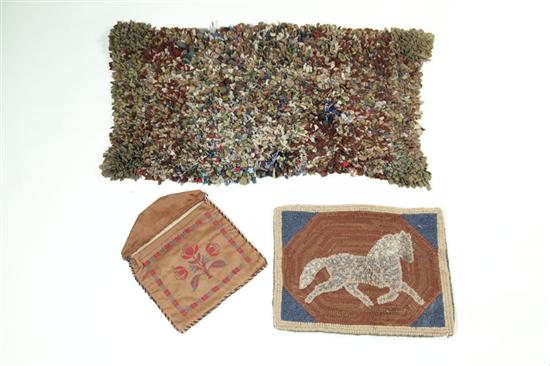 Appraisal: THREE TEXTILE ITEMS American st half- th century Shag rug