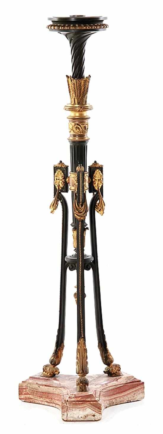 Appraisal: Continental gilt-bronze and marble torchere th century trumpet-form top upon