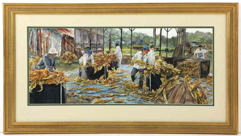 Appraisal: Jeff Jakub NC ''Sheetin Tobacco at Jrs ''watercolor on paper