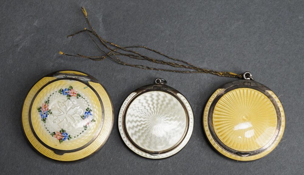 Appraisal: Three Guilloche Enamel Compacts