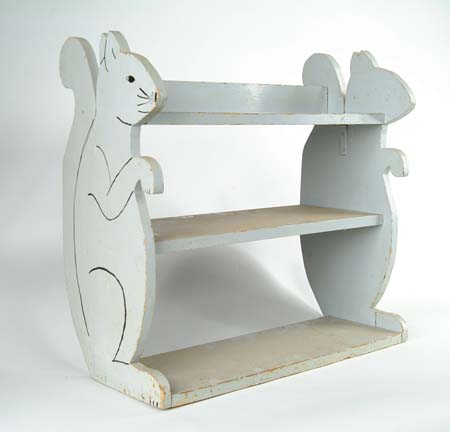 Appraisal: FOLK ART SQUIRREL BOOKCASE Obviously made for a youngster s