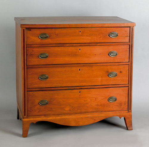 Appraisal: Pennsylvania Federal walnut chest of drawers ca with overall line