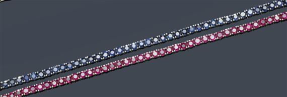 Appraisal: A RUBY AND SAPPHIRE BRACELET White gold Classic Rivi re