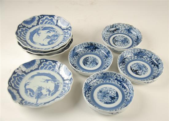 Appraisal: Eight Pieces of th C Arita Blue and White Shallow