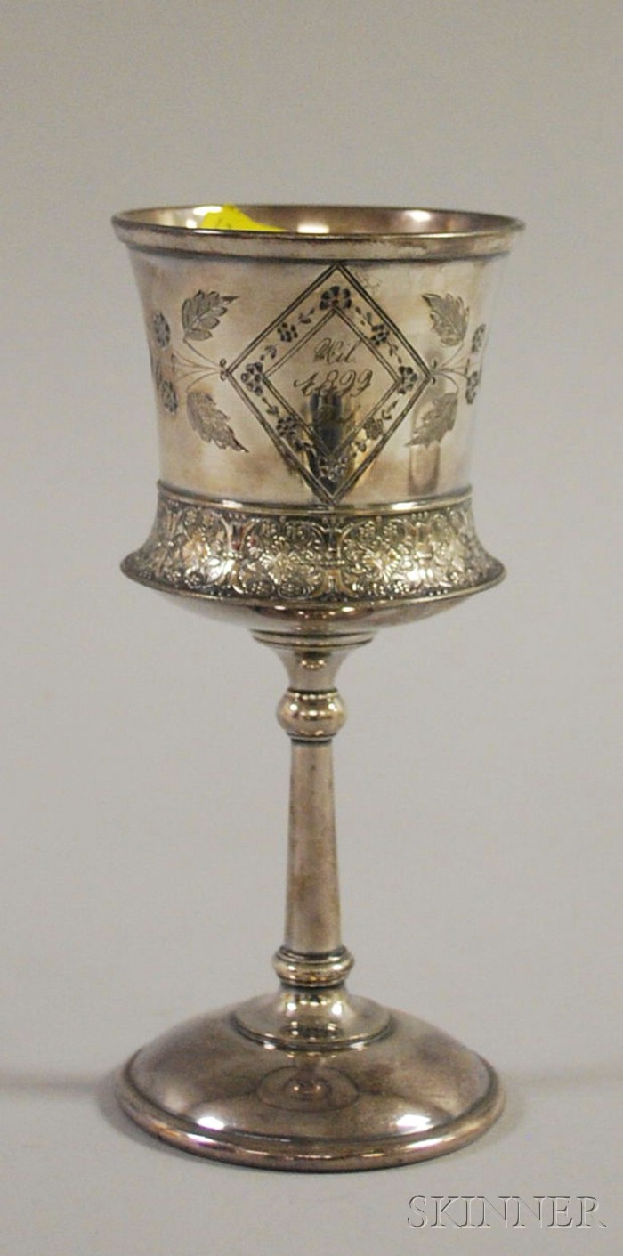 Appraisal: James W Tufts Silver Plated Goblet c late th early