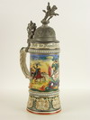 Appraisal: STEIN - Early th C German military stein highly detailed